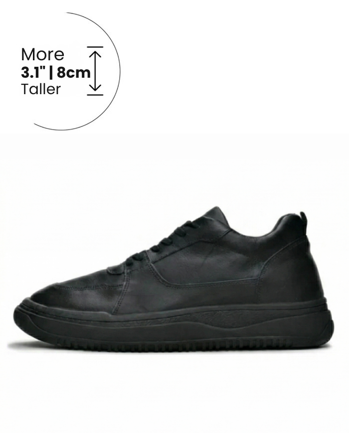 Heightn Obsidian Casual Elevator Sneaker - front view - height increasing shoes