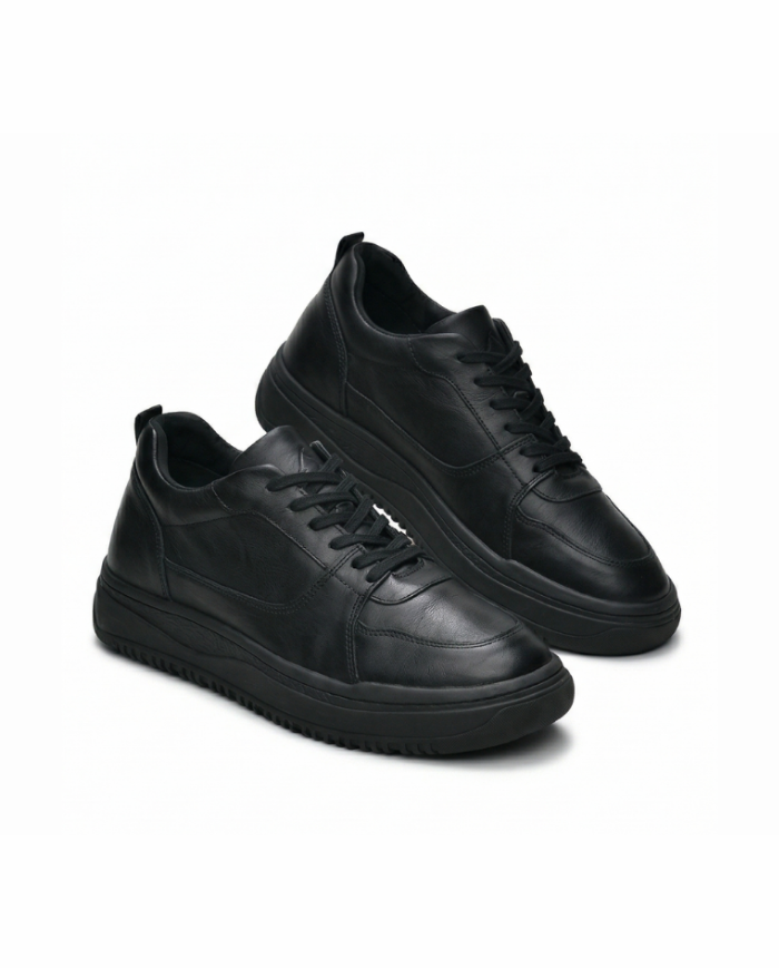 Heightn Obsidian Casual Elevator Sneaker - rear heel view - elevator insole