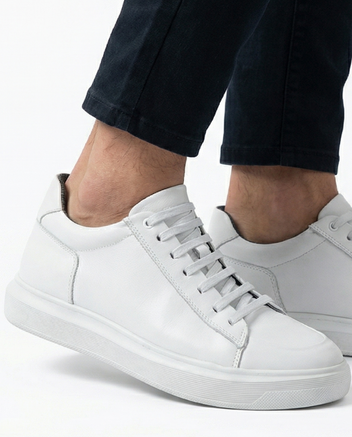 Heightn Onyx Casual Elevator Sneaker - rear heel view - premium construction